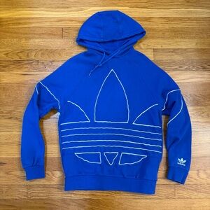 Adidas Originals Mens BIG Trefoil Outline Hoodie Royal Blue/White - Size XS
